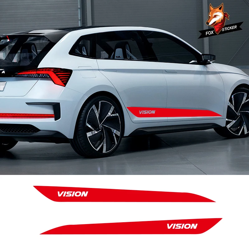 

2 PCS Car Vinyl Side Stripes Stickers Auto Graphics Decals Auto Sport Styling Vinyl Car Sticker For Skoda Vision