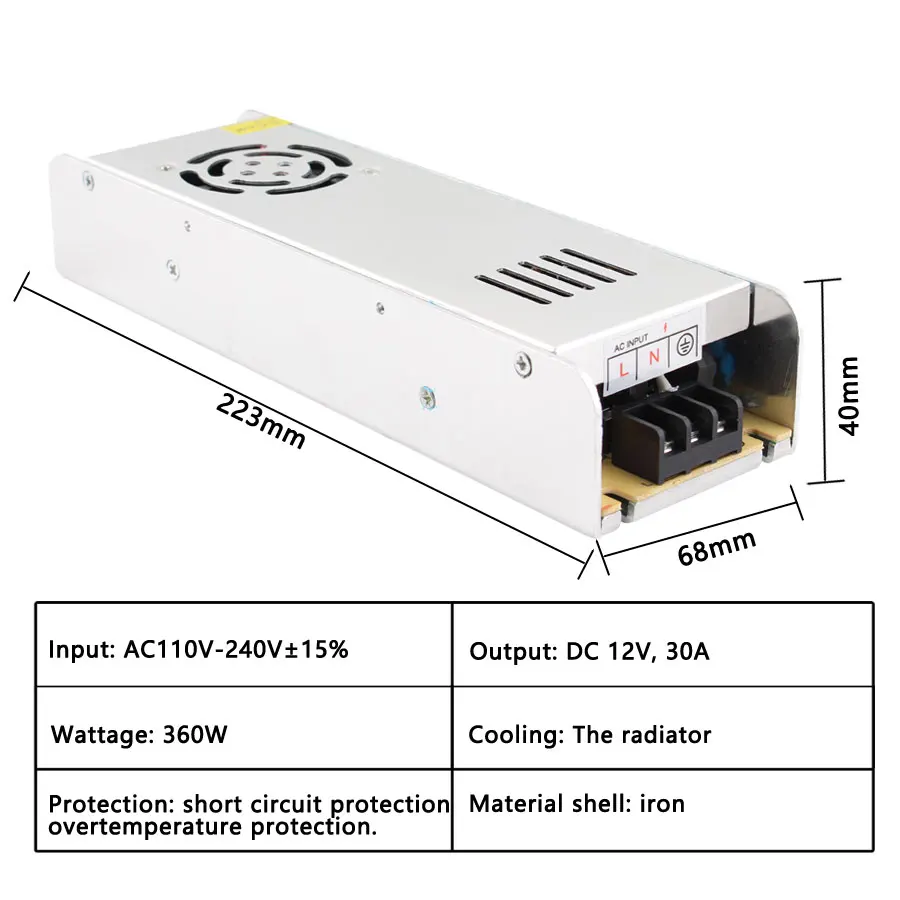 12 V Питание 220 В до 3A 5A 10A 15A 30A светодиодный драйвер переменного тока