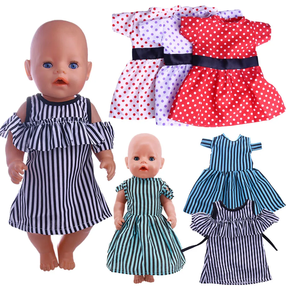 Polka Dot Striped Dress For 18 Inch American Doll Girl's