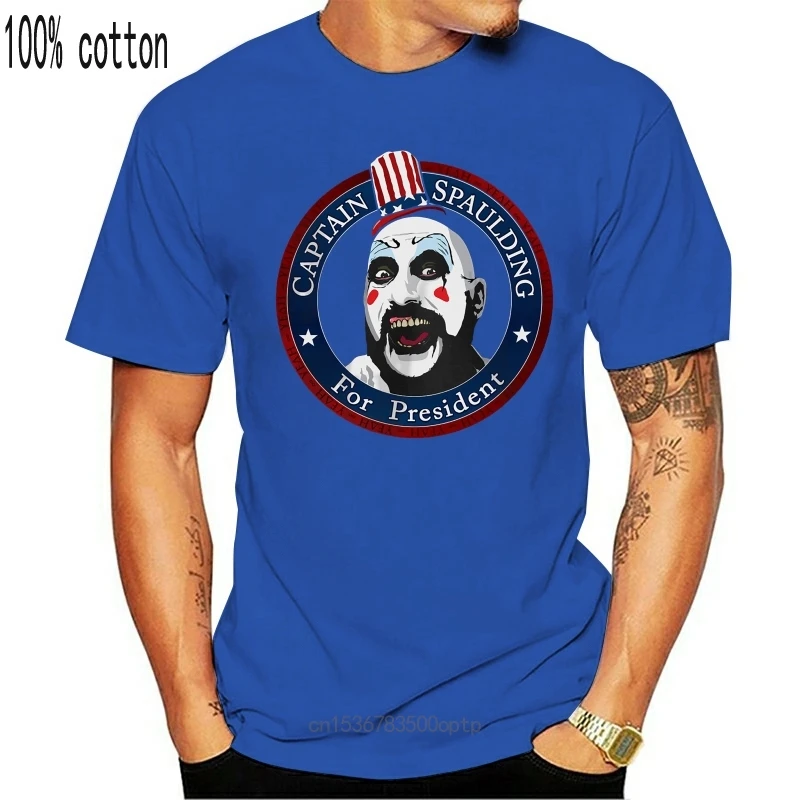 

New 2021 CAPTAIN SPAULDING FOR PRESIDENT Rob Zombie Black Men's T-Shirt Size S-3XL Summer T Shirt Brand Fitness Body Building