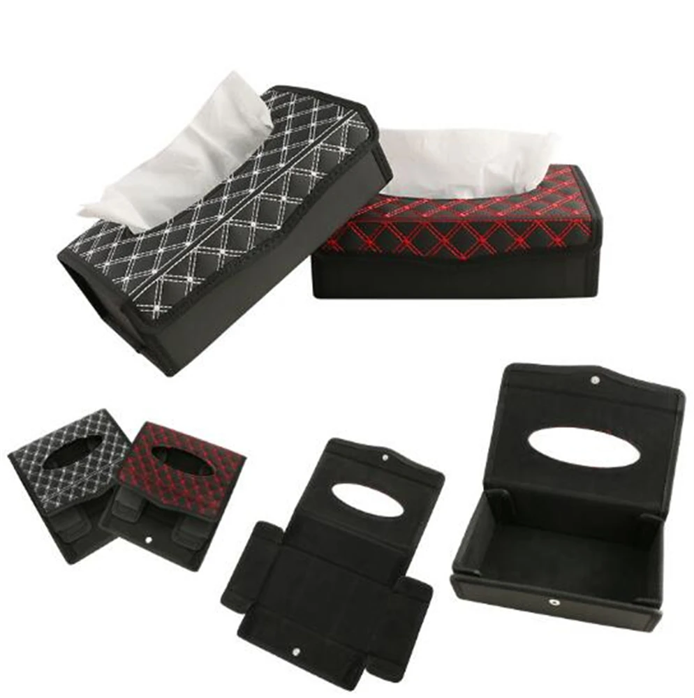 

Car Tissue Box PU Leather Armrest Type Red Wine Tissue Boxes Napkin Holder Auto Interior Accessories