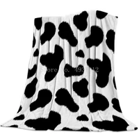 cow print throw blanket black and white animal theme blanket soft flannel fleece warm blanket fors adults bed couch camping
