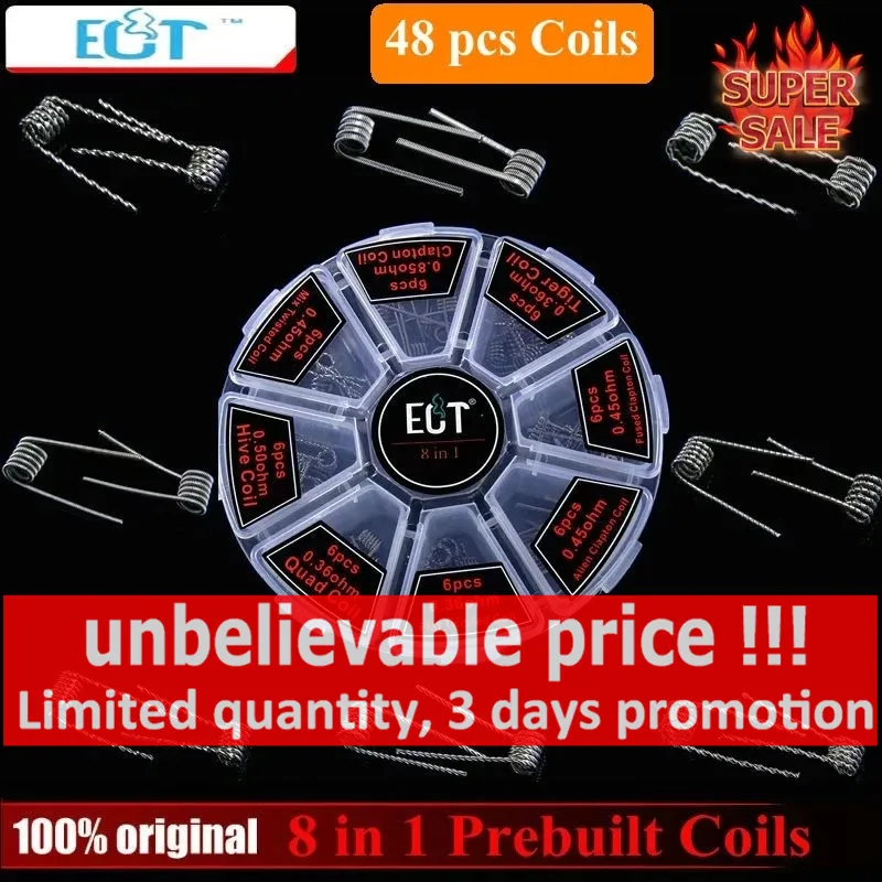 8 в 1 Alien Fused Tiger Clapton спираль Mix Twisted Flat Hive Quad A1 готовые катушки комплект для RDA RTA