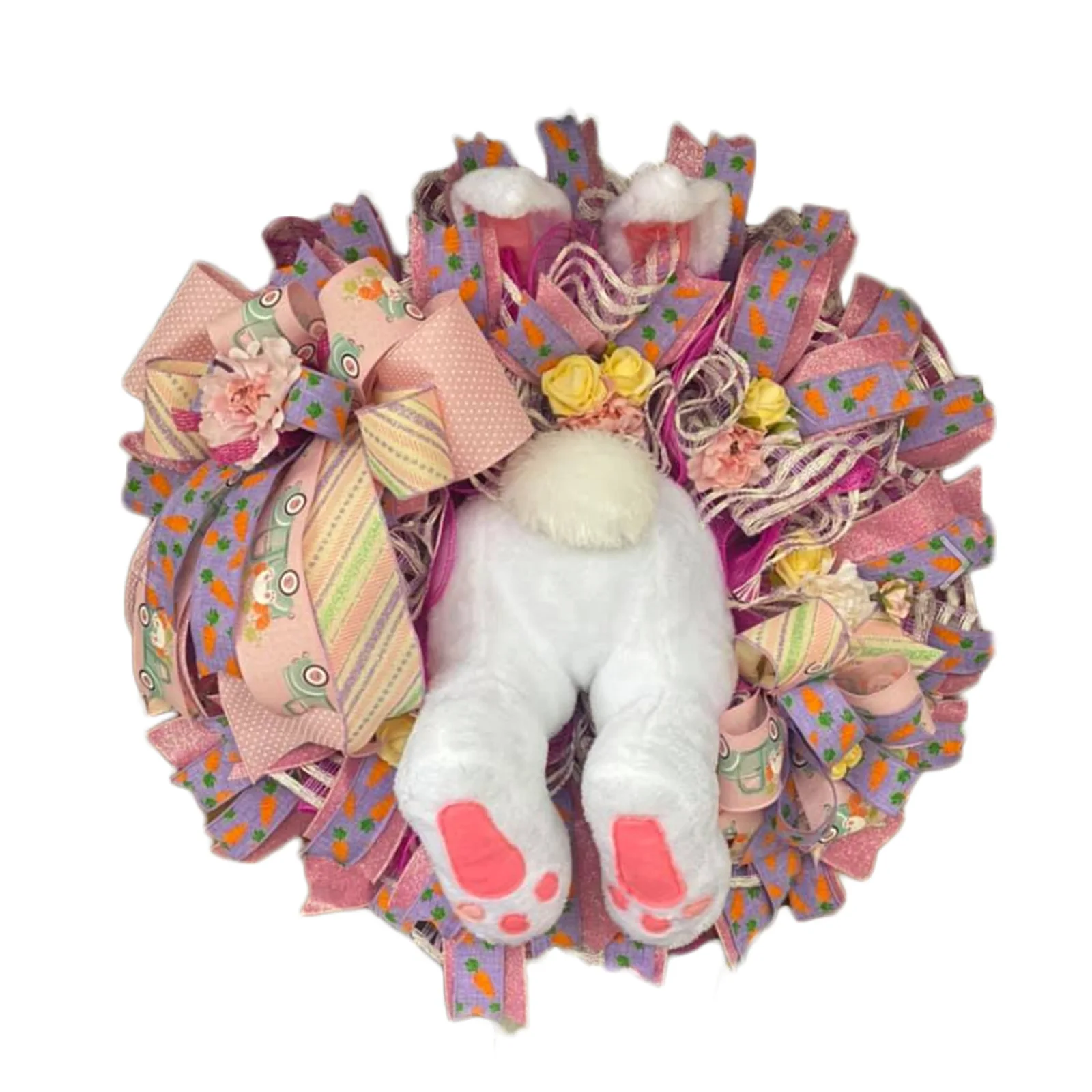 

Kawaii Easter Thief Bunny Butt Stuffed Toys Easter Decoration Wreath With Ears Cartoon Cute Festival Wall Decoration Door Wreath