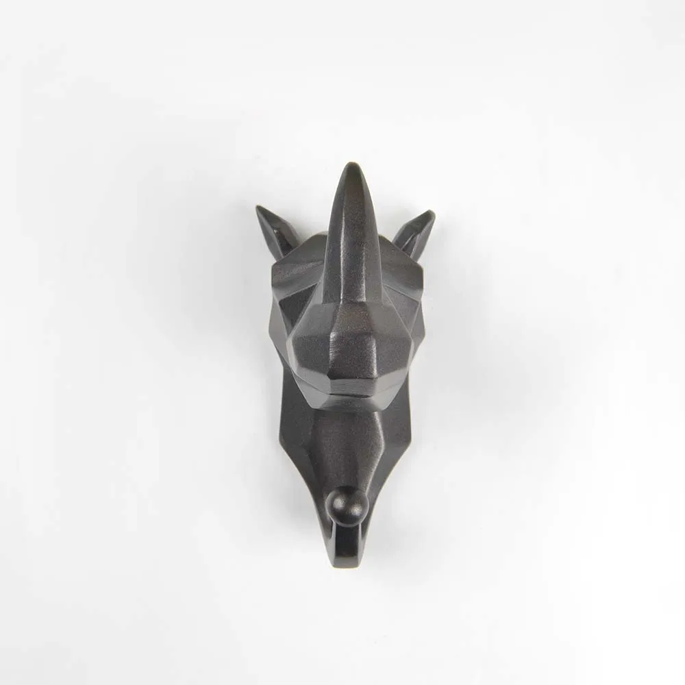 black Rhinoceros 1 шт., олень, слон, единорог, носорог, голова животного, полимерный крючок, витрина для одежды, крючок для стоек, пальто, вешалка, кепка, декор комнаты, шоу, настенная сумка - Цвет: black Rhinoceros