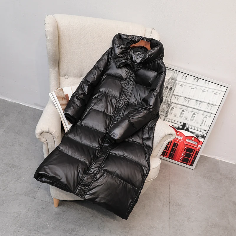 

Parkas Female Hight Quality Black Overcoat Snow Outwear Winter Hooded Long Jacket Women White Duck Down Coat Warm Thick