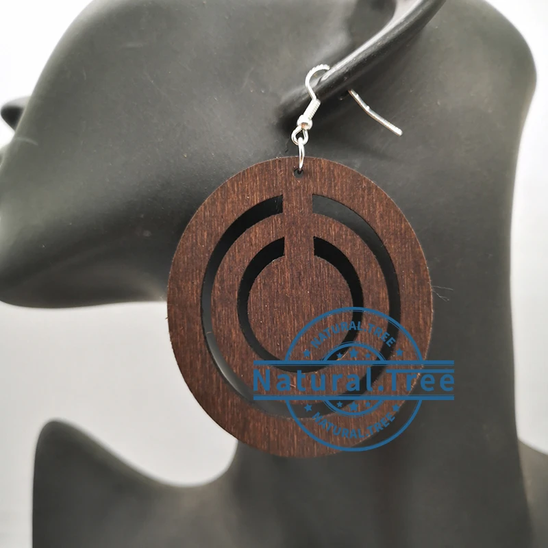 Круглые деревянные серьги с лазерной резкой 2020|Серьги-подвески| |
