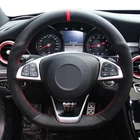 Черный замшевый чехол рулевого колеса автомобиля из натуральной кожи для Mercedes Benz C200 C250 C300 B250 B260 A200 A250 Sport CLA220