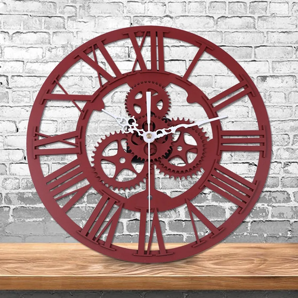 Ретро Художественный стиль настенные часы акриловая Шестерня большие DIY