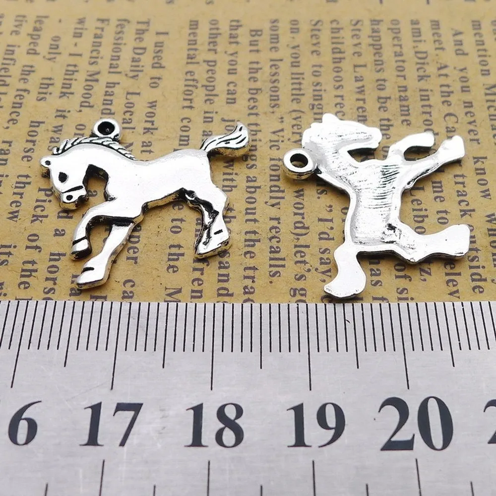 

100pcs Horse Charms 24mm x 26mm DIY Jewelry Making Pendant antique silver color