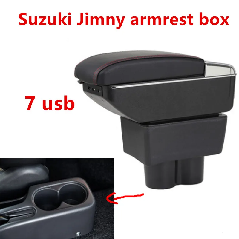 Для Suzuki Jimny подлокотник коробка 7usb центральный магазин содержимое коробка для хранения с подстаканником пепельница продукты автомобильные аксессуары