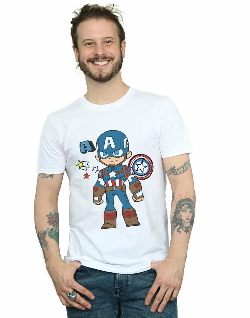 Популярная футболка Marvel Men'S Captain America Sketch|Мужские футболки| |