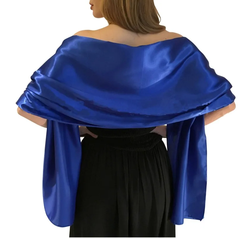 ROYAL BLUE Модная женская шаль, длинная, 200*45 см, свадебные платья, белая атласная шаль, шали на заказ, доступны цвета - Цвет: ROYAL BLUE