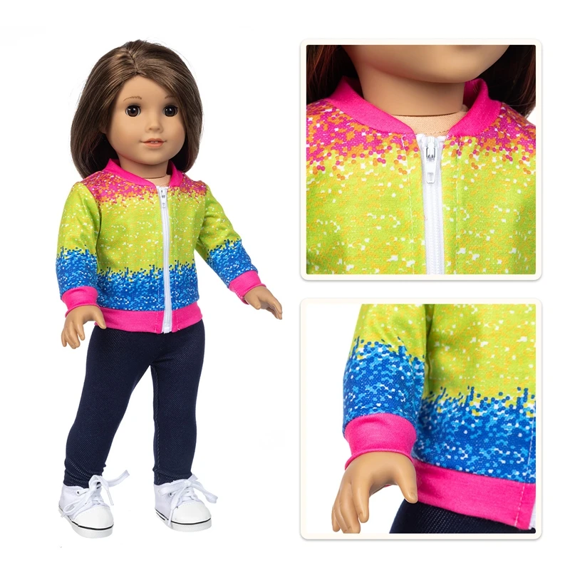2021 красочный костюм одежда подходит для американской девушки 18 дюймов