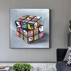 Волшебные блоки граффити Искусство Холст Картина Кубик Рубика плакаты и принты уличная Настенная картина для гостиной Декор
