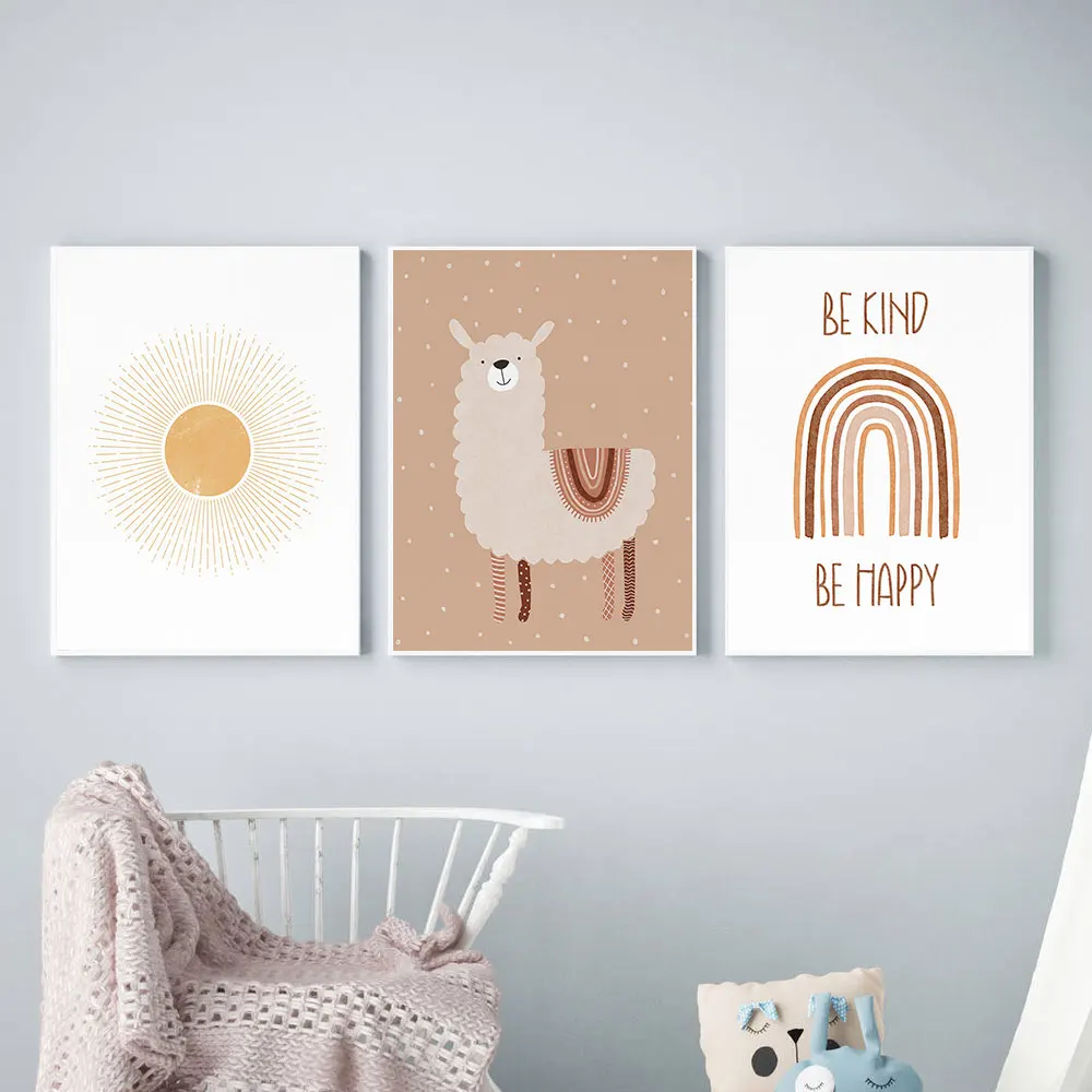 

Abstract Vintage Alpaca Wall Art Canvas Painting Fruit Nordic Posters and Print Rainbow Wall Pictures for Living Room Home Decor
