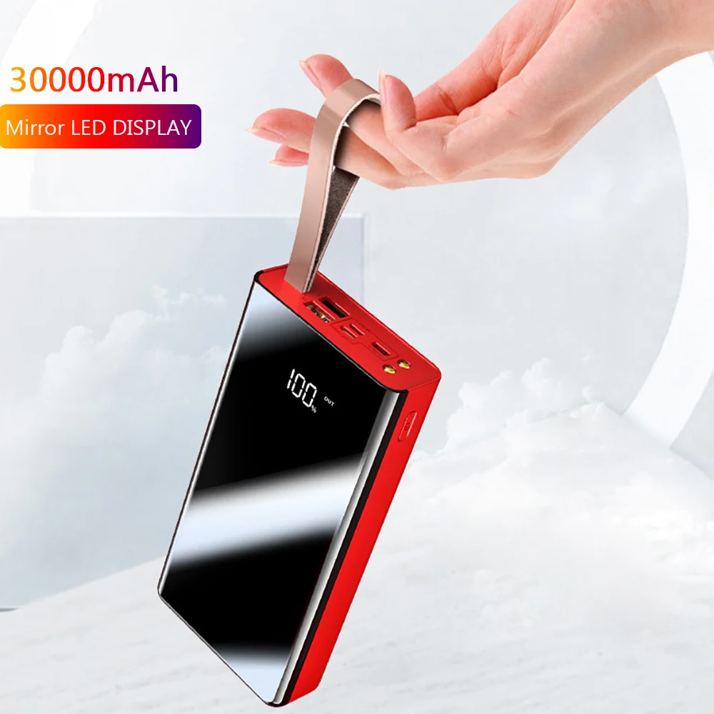 Пауэр банк fercing с цифровым светодиодным дисплеем внешний USB Аккумулятор 30000 мАч