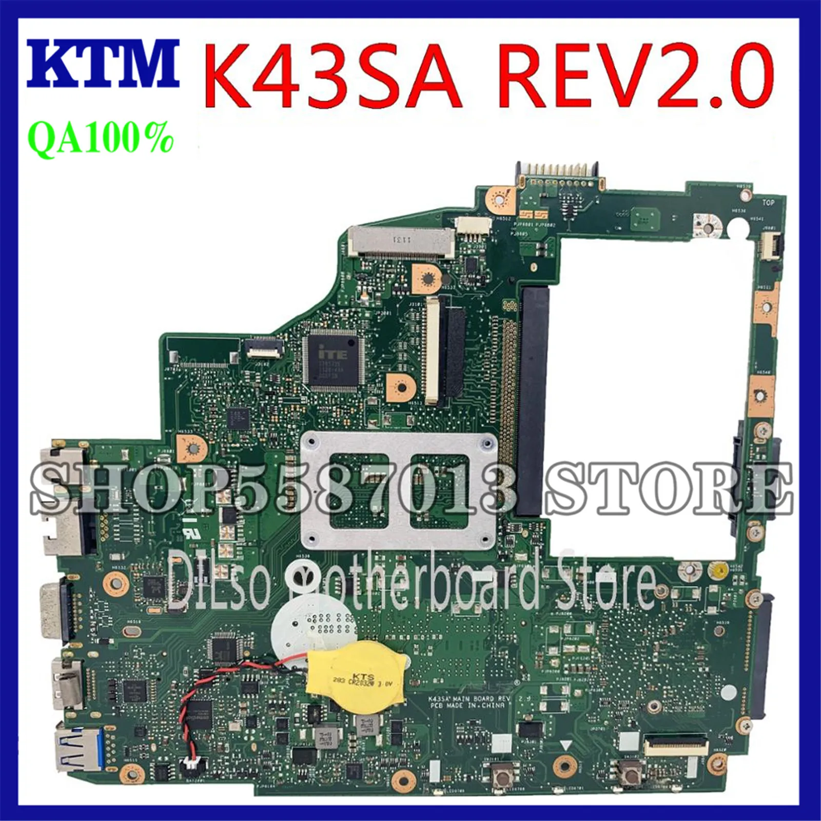 

KEFU K43SA Mainboard For ASUS X43S A43S K43S X43SA A43SA Laptop Motherboard REV 2.0 Test work 100% original work Motherboard