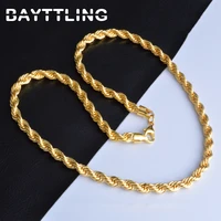 bayttling hot sale silver color 6mm 20 inch gold rope chain necklace for men women charm wedding jewelry gifts