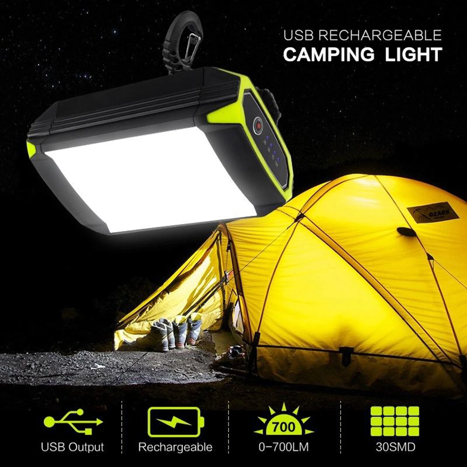 

Rechargeable Flashlight Power Bank USB Tent Light Lamp LED Lantern Fishing