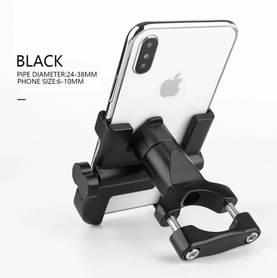 C1-Black Алюминиевый держатель для телефона на велосипед, мотоциклетный кронштейн для 3,5-6,2 дюймового смартфона, регулируемая поддержка gps, подставка для телефона на велосипед - Цвет: C1-Black