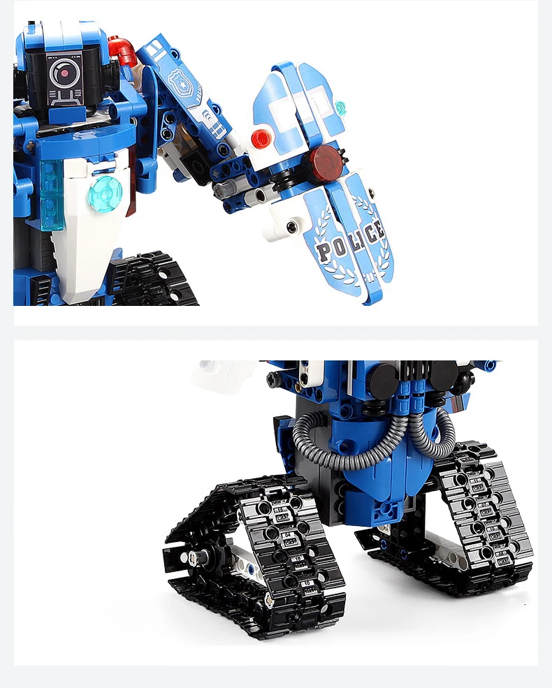 Technic 2,4 Ghz rc трансформация гусеничный полицейский робот строительный блок со звуковым кирпичом полицейский автомобиль радиоуправляемые игрушки