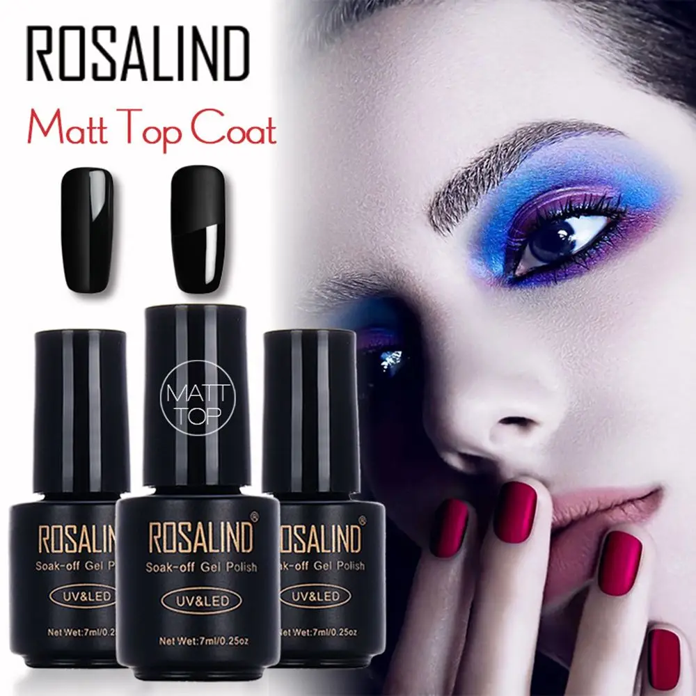 ROSALIND 7 мл матовый гель для ногтей верхнее покрытие гель для ногтей УФ Замачивание тусклой матовой поверхности Перманентный гель-лаки для ногтей декор для ногтей