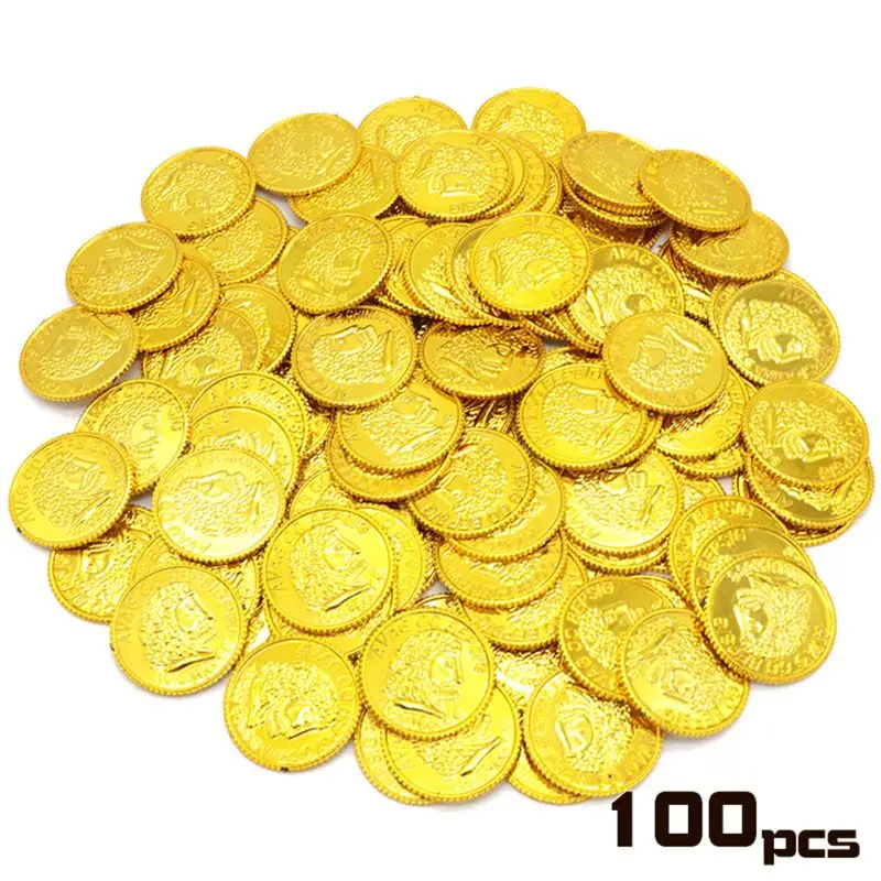 100 шт. пиратские золотые монеты играйте в золото драгоценности|Шутки и розыгрыши|