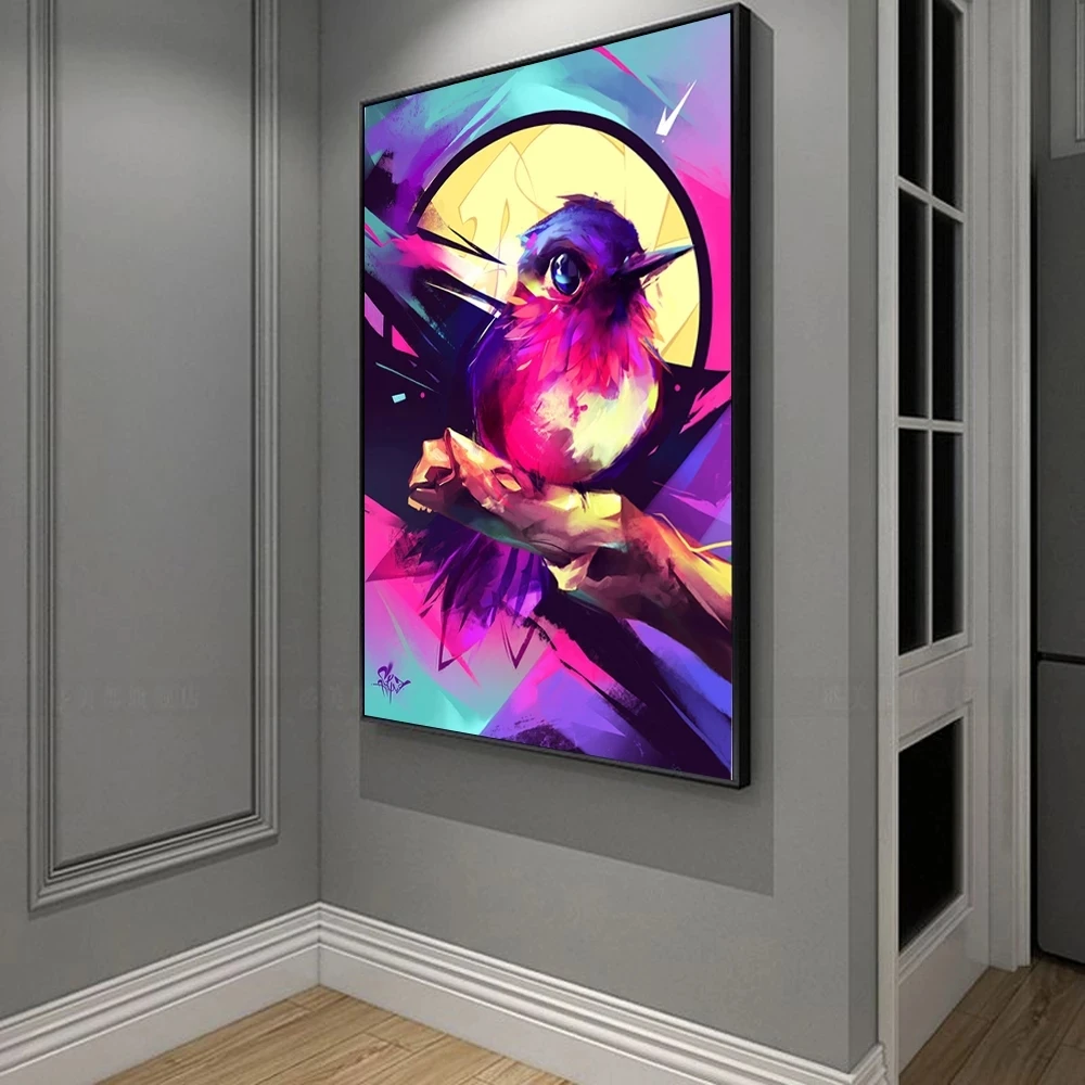 Абстрактная живопись красочные животные орлан и птица картина для офиса