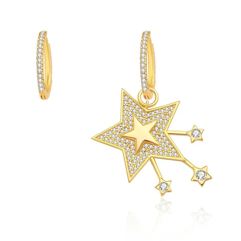 Женские асимметричные серьги из серебра 925 пробы с фианитом|Серьги-подвески| |