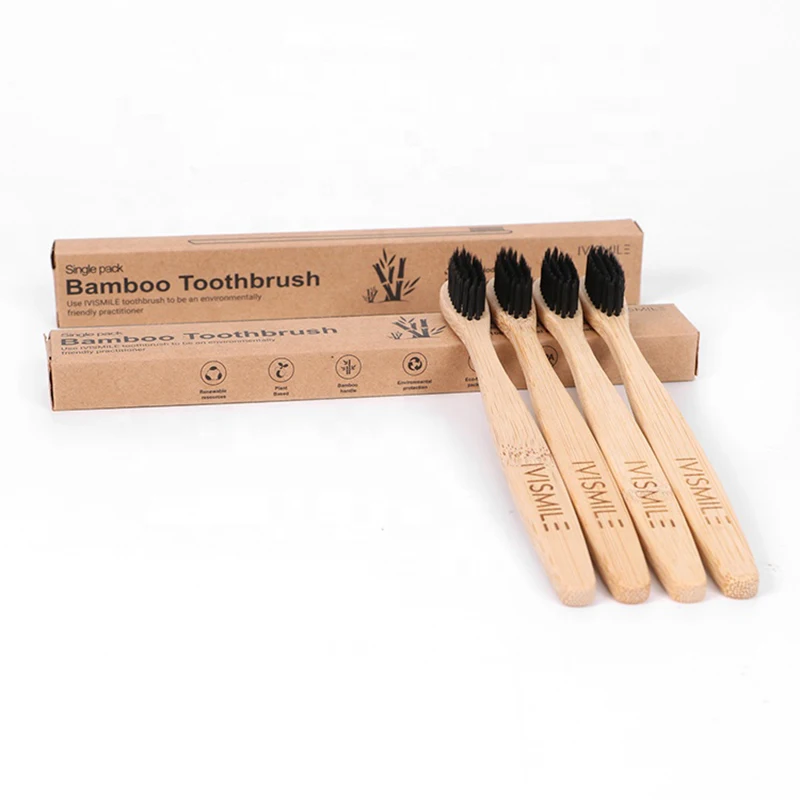 

IVISMILE Bamboo Toothbrush Charcoal Soft Bristle Eco Friendly Natural Biodegradable Adult Oral Care Travel Brushing Tools