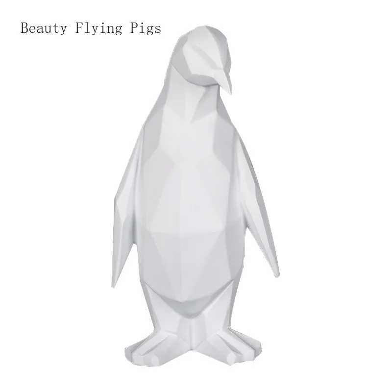 

Direct sales new high-end geometric art resin ornaments home living room gift exquisite animal penguin decorative ornaments