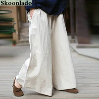 2022 women cotton linen pants casual loose fashion width legs straight women trousers original design lady loose casual pants