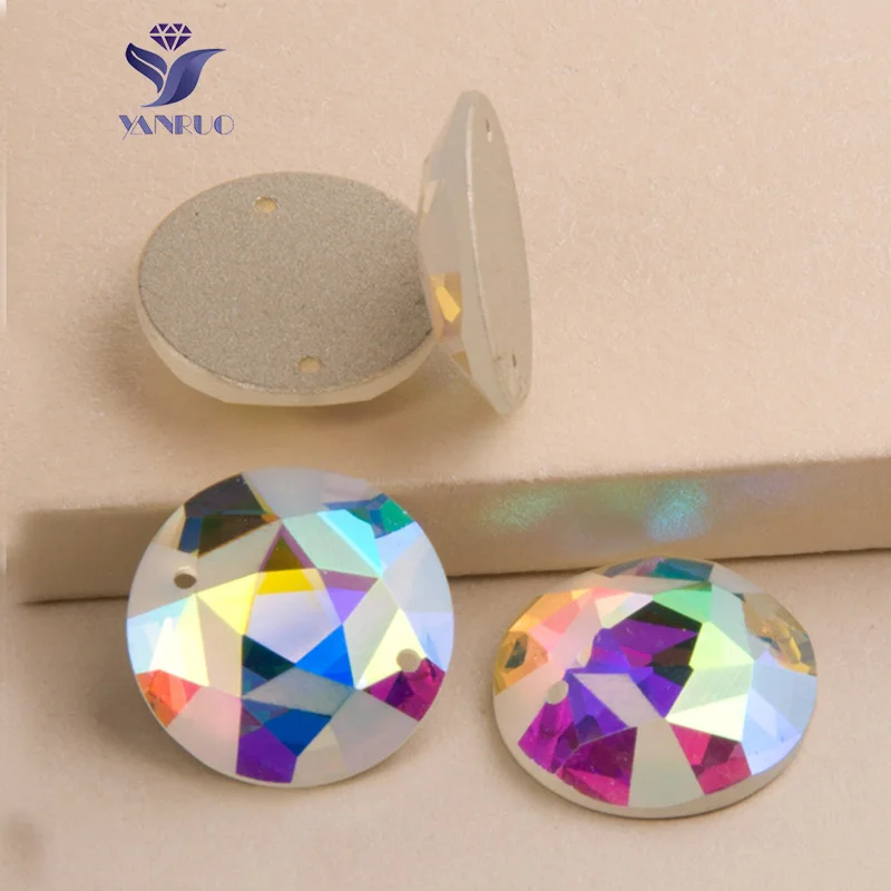 YANRUO 2016mth Crystal AB AAAAA блестящие драгоценные камни круглые Пришивные зеркала плоские