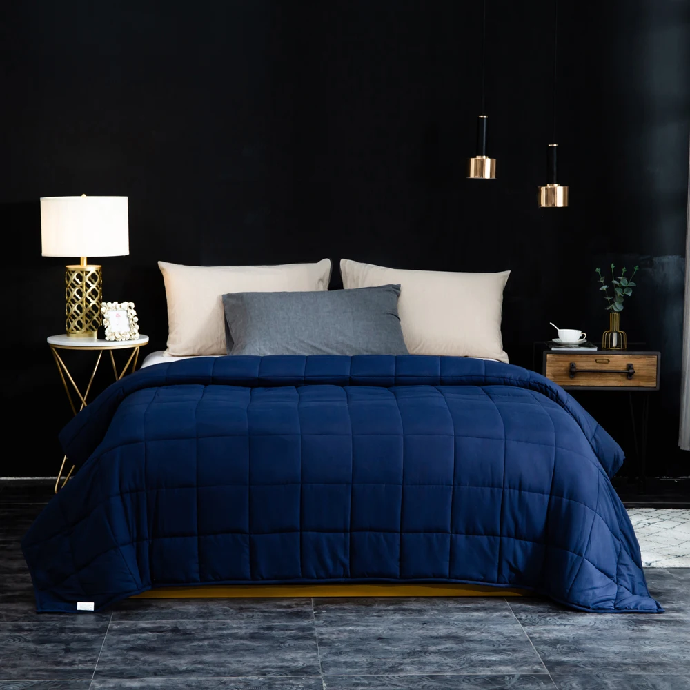 Navy Blue 8 цветов, утяжеленное одеяло, стеклянные бусины, хлопок, плед, гравитационное одеяло, пледы, одеяло s для кровати, тело, давление, удобный диван для сна - Цвет: Navy Blue