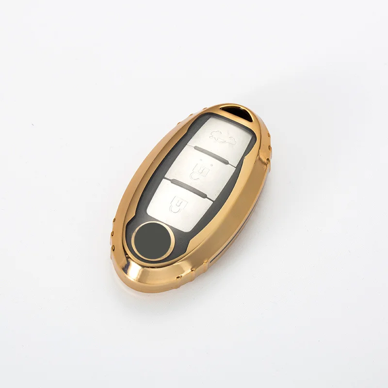 A-gold Мягкий чехол для ключей автомобиля из ТПУ для Nissan Qashqai J10 J11 X-Trail t31 t32, Tiida Pathfinder, Murano Note, Juke Infiniti, брелок - Название цвета: A-gold