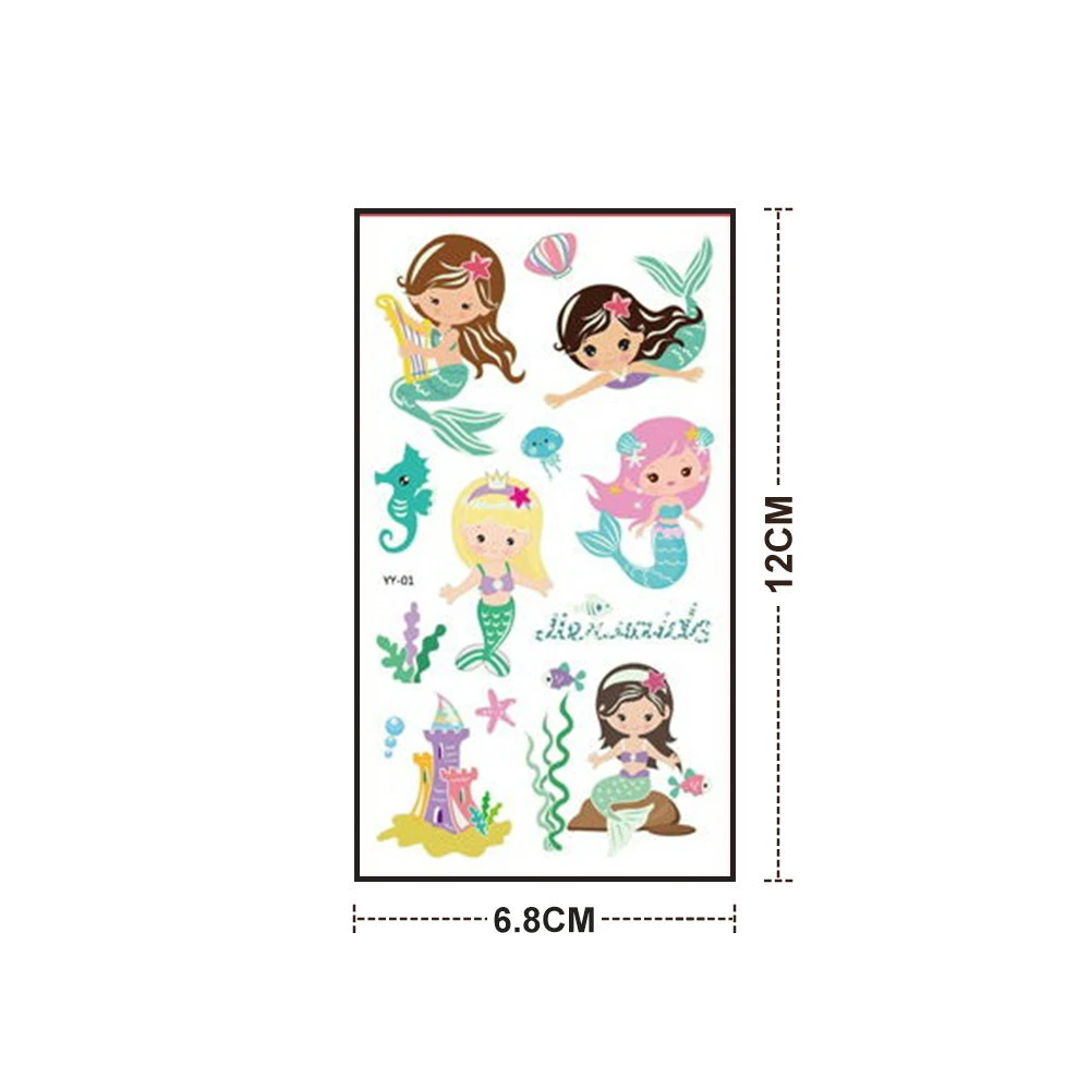Waterproof Tattoos Stickers Luminous Children Temporary False Tattoo Mermaid Unicorn Face Arm Leg Children Body Stickers