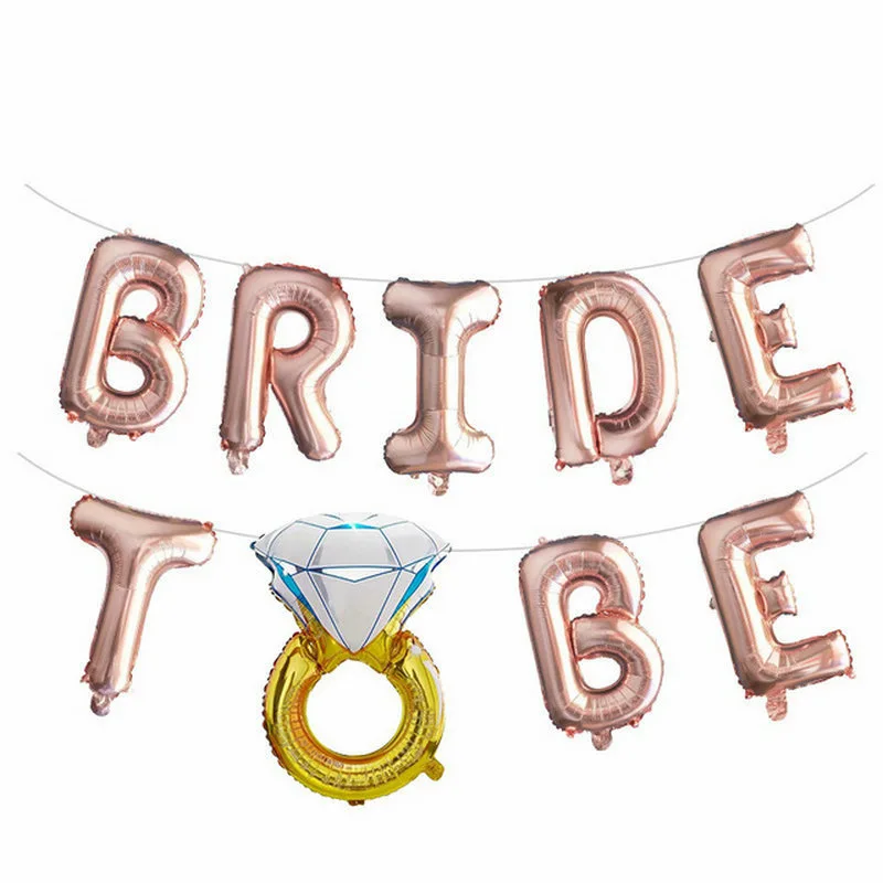 

16inch Rose Gold Bride To Be Diamond Ring Letter Ballon Bridal Shower Foil Balloon for Wedding Decorations Hen Party Favors Gift