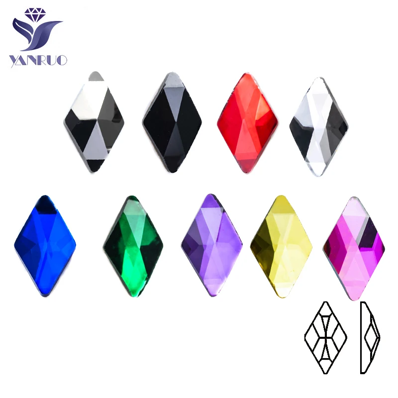 

YanRuo 20pcs 6x10mm Rhombus Crystal Glass Diamond Jewelry Flatback Nail Art Decorations DIY Crafts For Design Beauty Accessories