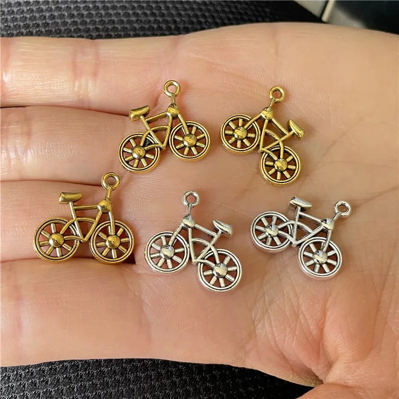 

JunKang 15pcs Antique Silver Plated Bike Bicycle Charms Pendants Bracelet Necklace Jewelry Making Accessories DIY