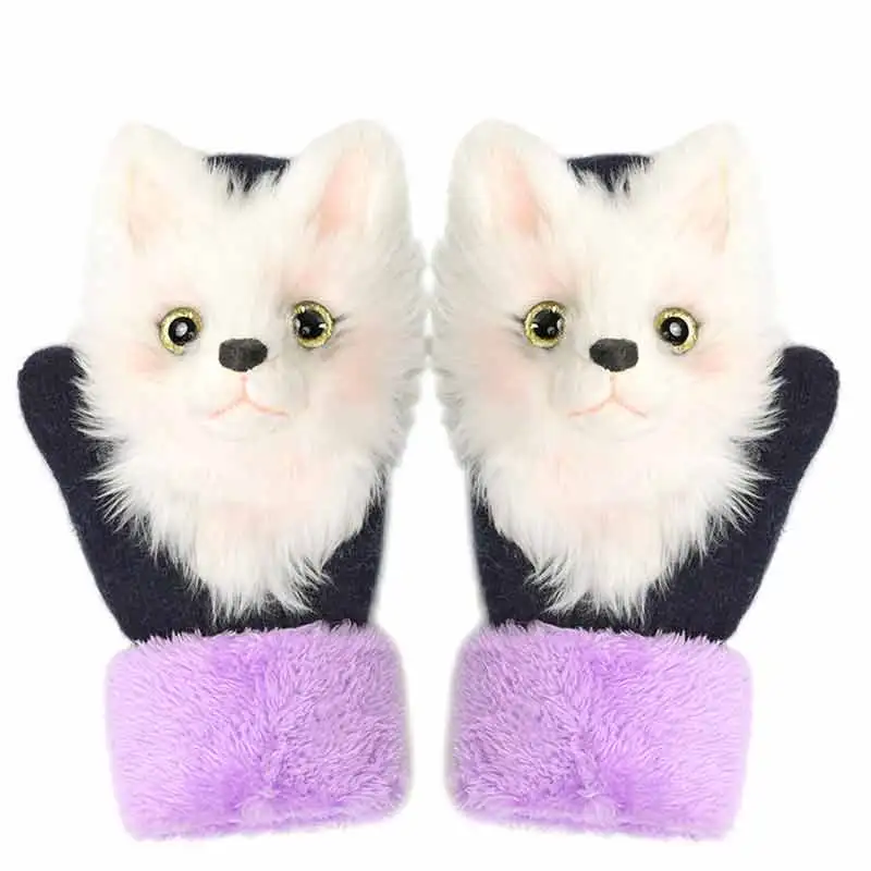 

22cm Adorable Girls Winter Gloves Featured Animals Cat Dog Panda Design Warm Outdoor Mittens Costume Accessory Cute Adult Gloves