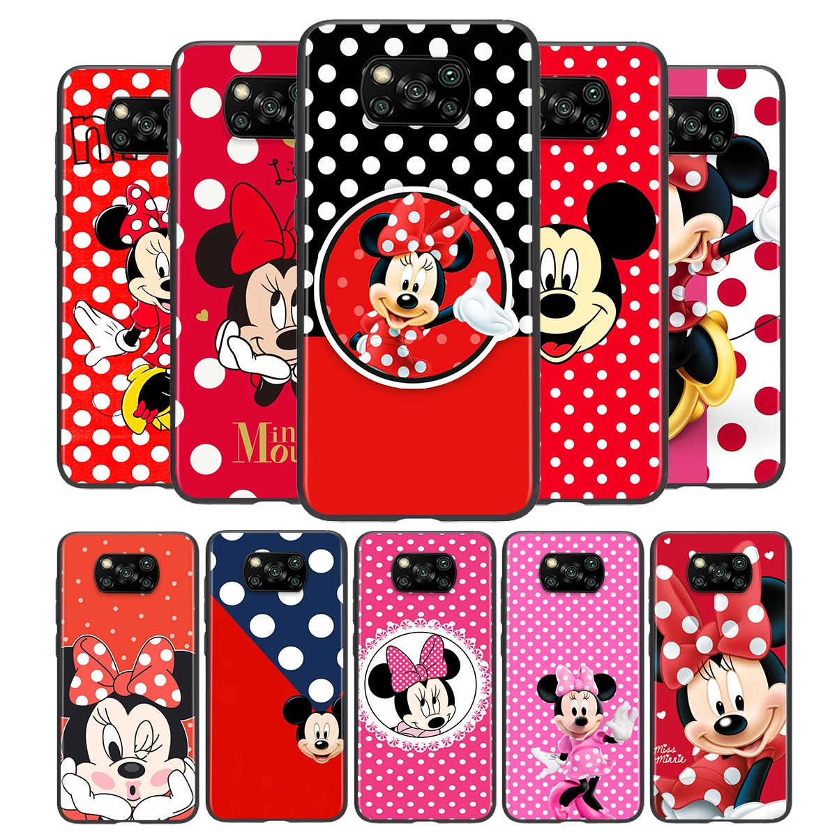 

Disney Minnie Mouse Point Black Phone Case For Xiaomi Civi Play Mix 3 A2 A1 6X 5X Poco X3 NFC F3 GT M3 M2 X2 F2 Pro C3 F1