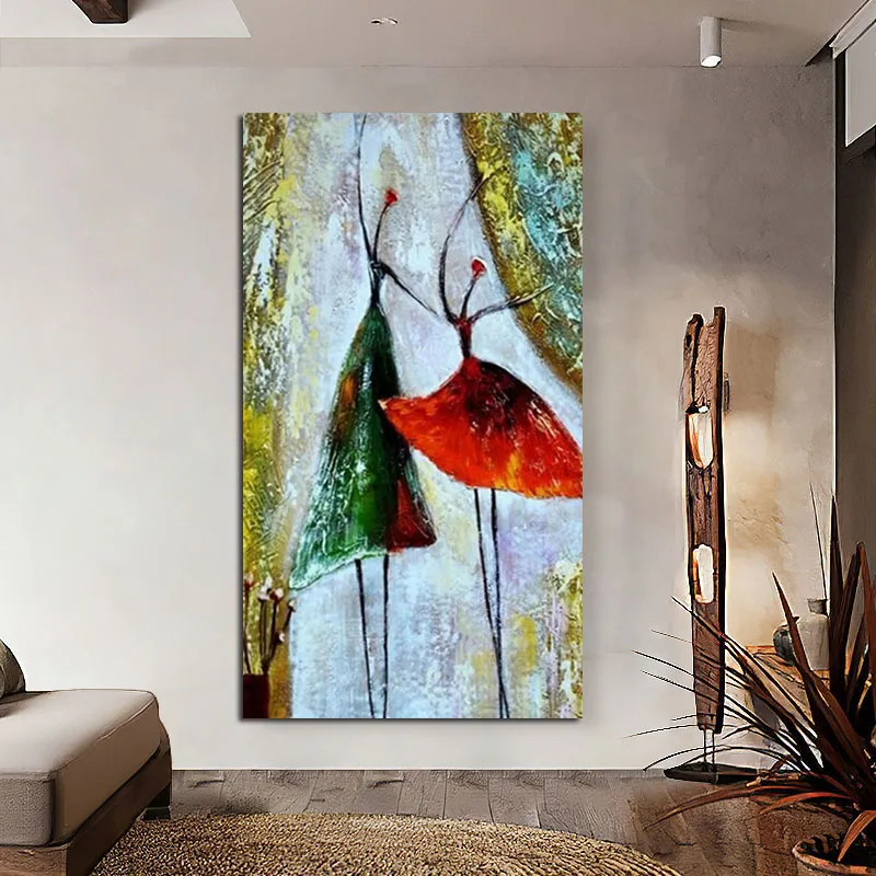 

100% Hand Painted Classic Impression People Abstract Oil Paintings Canvas Wall Art Pictures Living Room Home Decor Frameless