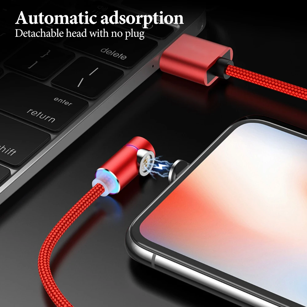 Магнитный кабель Micro USB Gertong 1M2A для Xiaomi Redmi Type C штекер Android Huawei алюминиевые Угловые