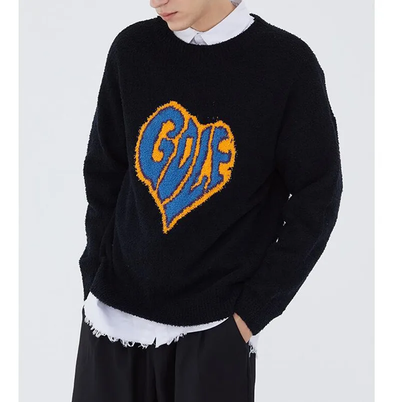 

Harajuku vintage jumper ugly sweater streetwear GOLF pullover men oversized hip hop punk knitwear plush grandpa sweater