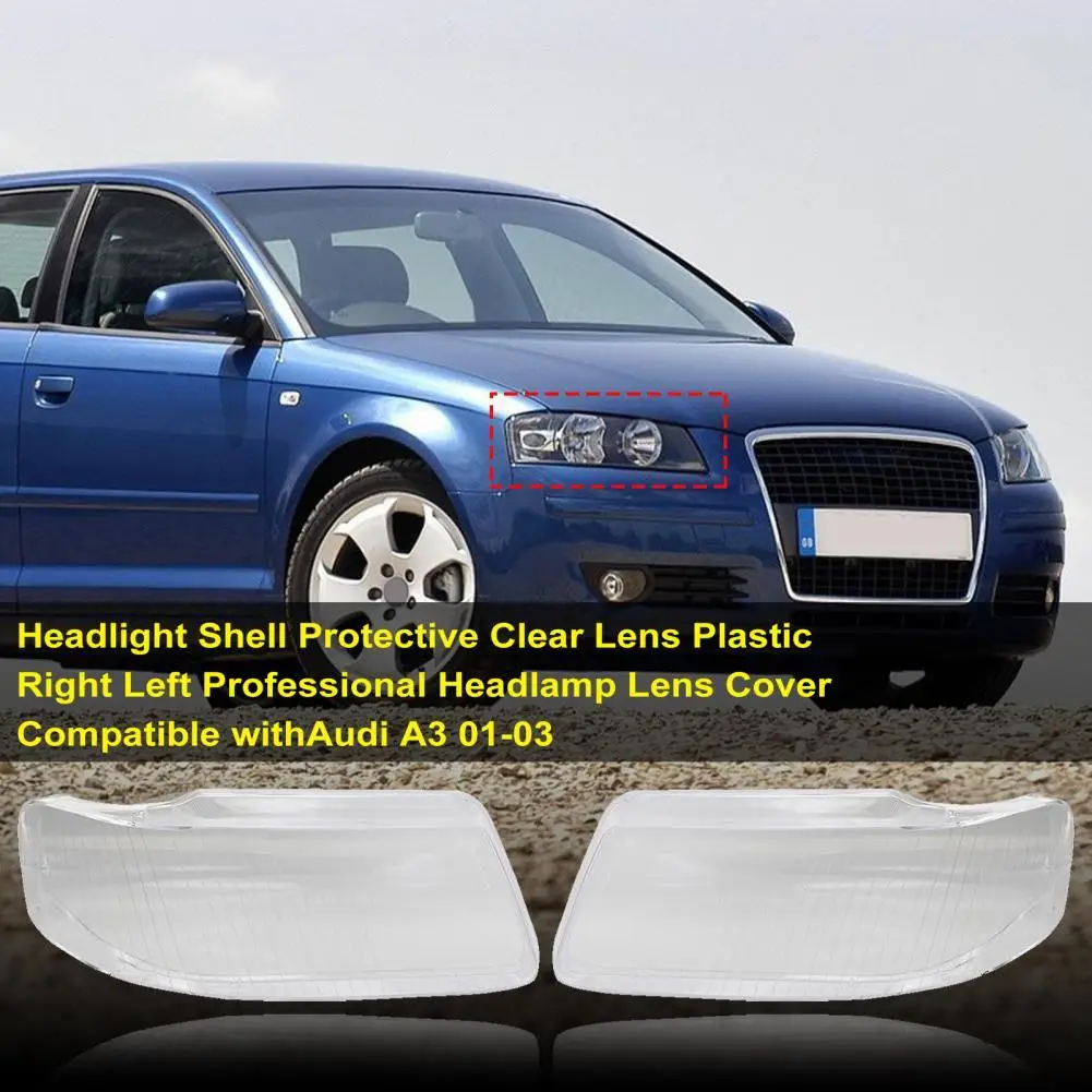 

Headlight Shell Protective Clear Lens Plastic Right Left Professional Headlamp Lens Cover 8L0941004AF 8L0941004K for A3 01-03