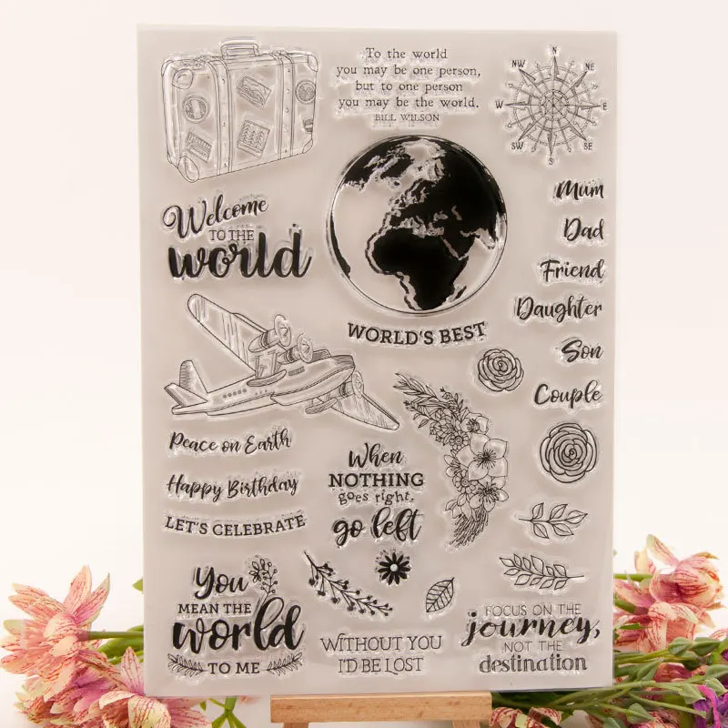 

Transparent Clear Rubber Stamp Sheet Cling Scrapbooking Photo Album PaperCard DIY Craft T1638 Travel