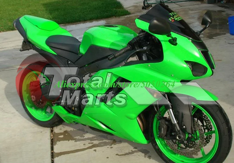 

4Gifts New ABS bike Fairings Kit Fit for kawasaki Ninja ZX6R 636 2007 2008 07 08 6R ZX-6R Bodywork set Green