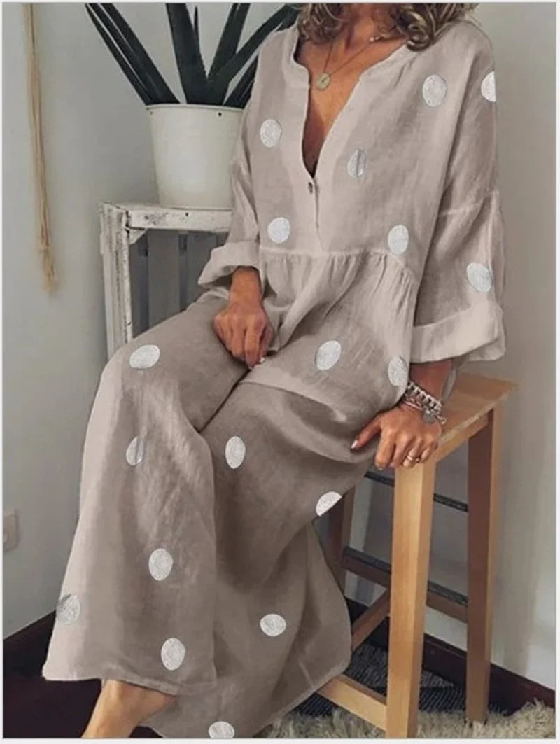 

Women Dress 2021 Autumn Fashion Bohemian Printed Dress Long Sleeve Long Dress Dresses for Women Vestido Feminino Donsignet