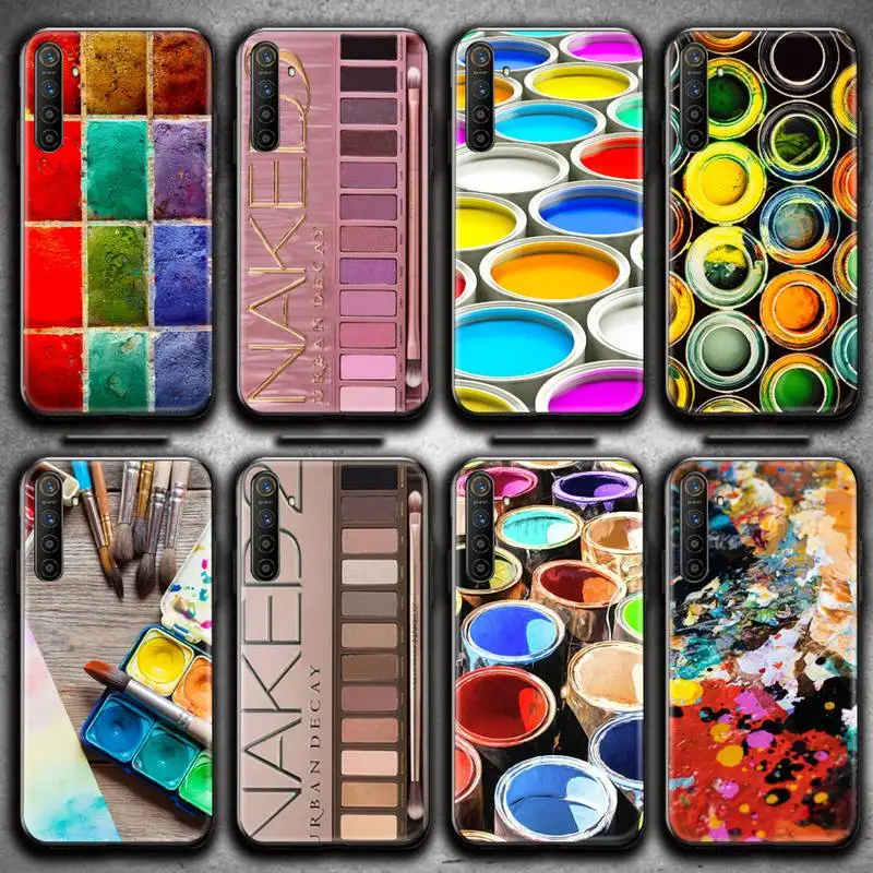 

Colorful Watercolors Set Paint cans Palette Makeup Phone Case For OPPO Realme 6 Pro Realme C3 5 Pro C2 RENO2-Z A11X